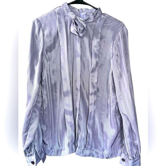 VINTAGE 80s/90s Purple Neck Knot bow Silky Touch Size M - Picture 1 of 8